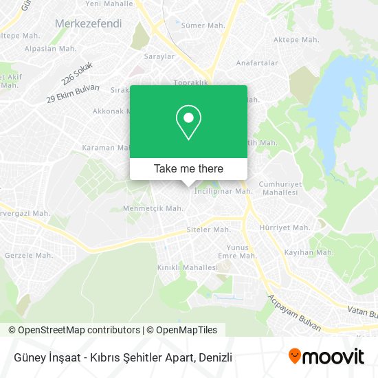 Güney İnşaat - Kıbrıs Şehitler Apart map