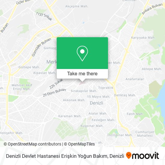 Denizli Devlet Hastanesi Erişkin Yoğun Bakım map