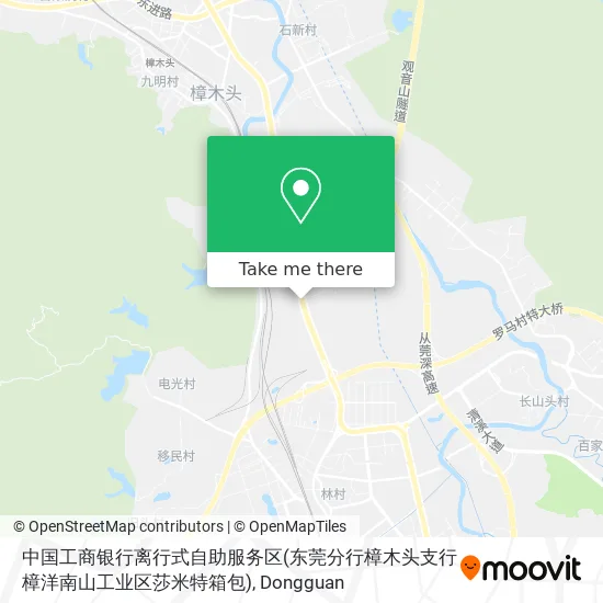 中国工商银行离行式自助服务区(东莞分行樟木头支行樟洋南山工业区莎米特箱包) map