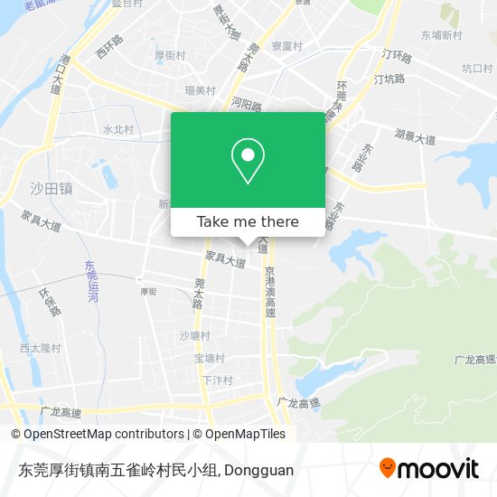 东莞厚街镇南五雀岭村民小组 map