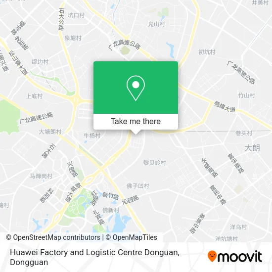 Huawei Factory and Logistic Centre Donguan map