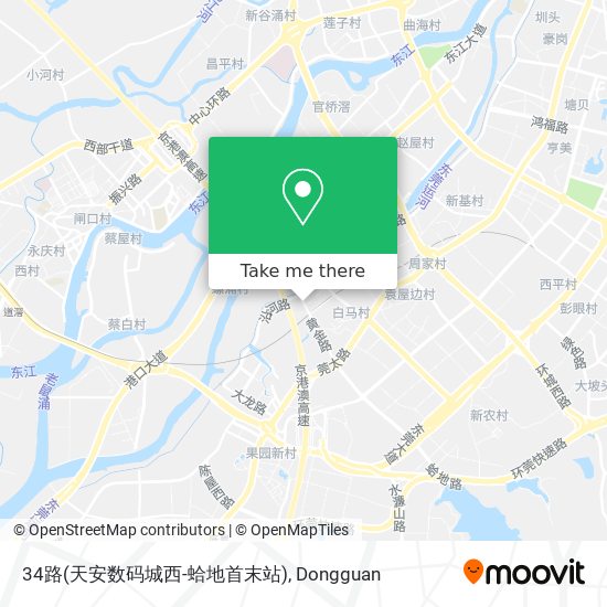 34路(天安数码城西-蛤地首末站) map