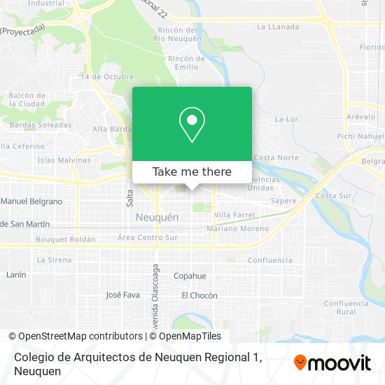 Colegio de Arquitectos de Neuquen Regional 1 map