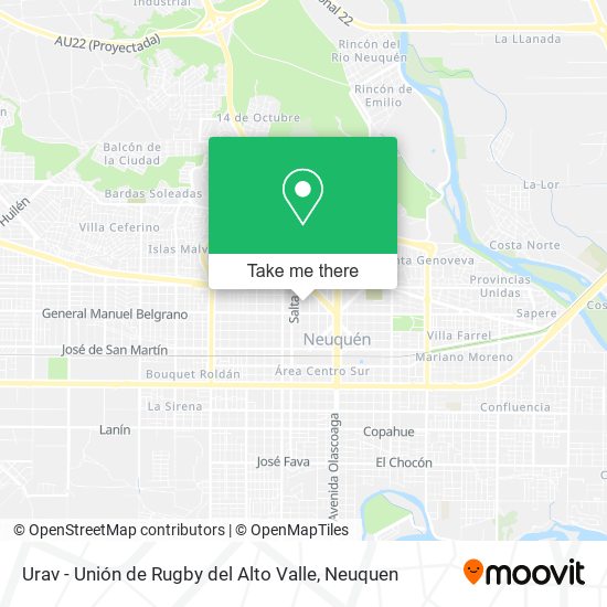 Mapa de Urav - Unión de Rugby del Alto Valle