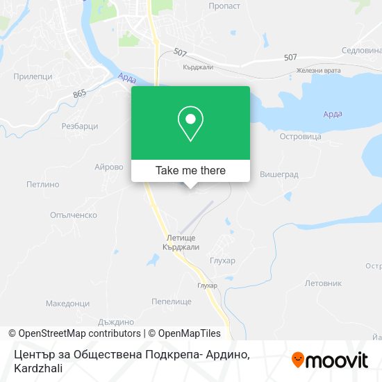Карта Център за Обществена Подкрепа- Ардино