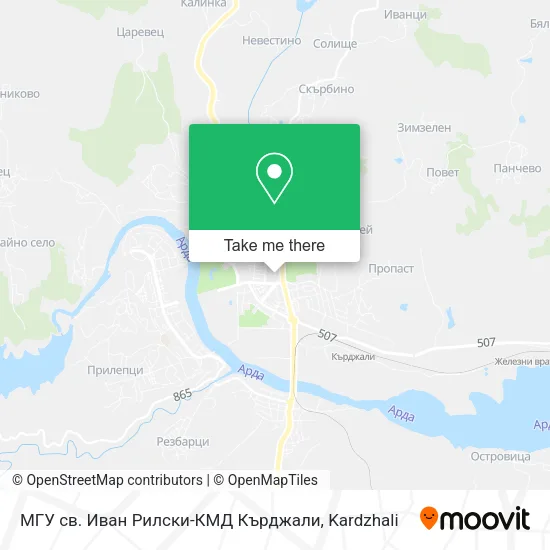 Карта МГУ св. Иван Рилски-КМД Кърджали