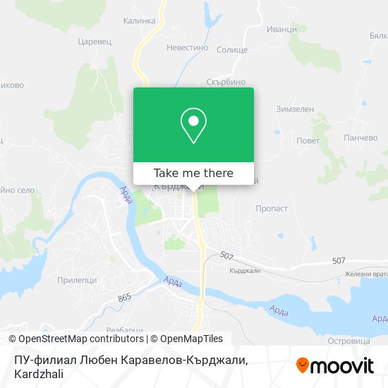 ПУ-филиал Любен Каравелов-Кърджали map