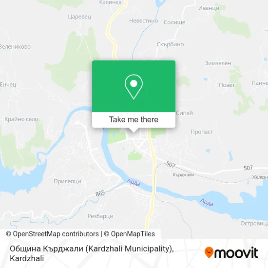 Карта Община Кърджали (Kardzhali Municipality)