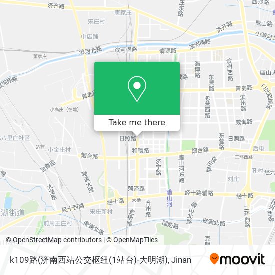 k109路(济南西站公交枢纽(1站台)-大明湖) map