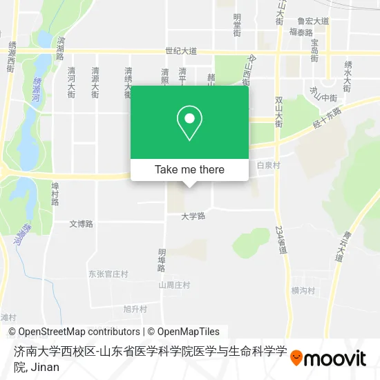 济南大学西校区-山东省医学科学院医学与生命科学学院 map