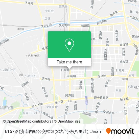 k157路(济南西站公交枢纽(2站台)-东八里洼) map
