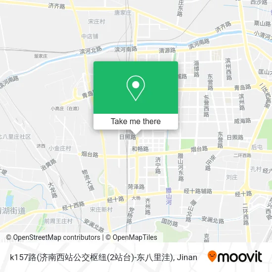 k157路(济南西站公交枢纽(2站台)-东八里洼) map