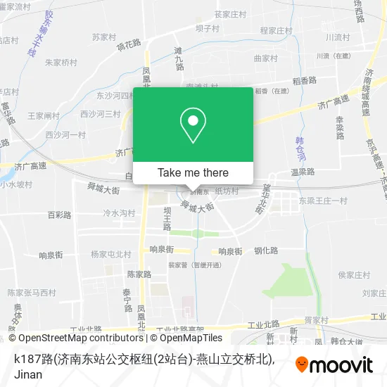 k187路(济南东站公交枢纽(2站台)-燕山立交桥北) map