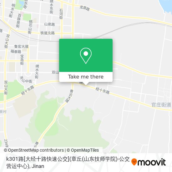 k301路[大经十路快速公交](章丘(山东技师学院)-公交营运中心) map