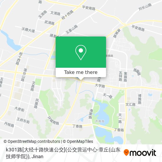 k301路[大经十路快速公交](公交营运中心-章丘(山东技师学院)) map