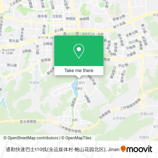 通勤快速巴士t10线(全运媒体村-鲍山花园北区) map