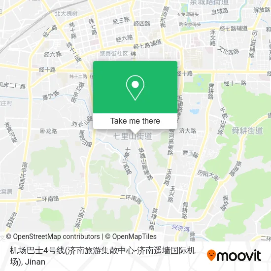 机场巴士4号线(济南旅游集散中心-济南遥墙国际机场) map