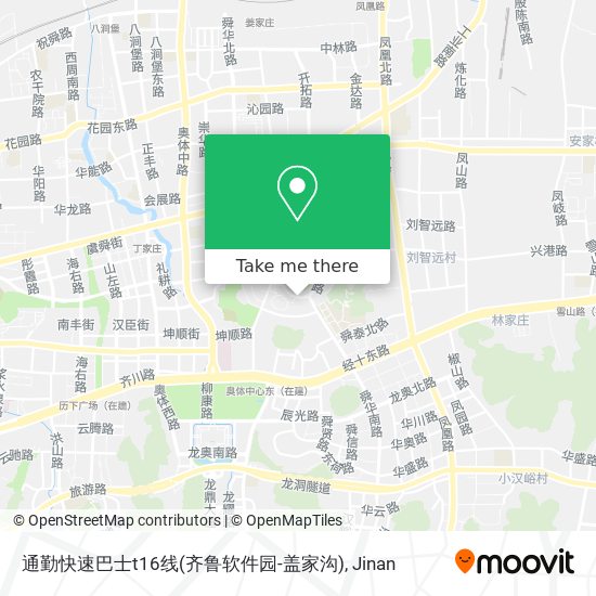 通勤快速巴士t16线(齐鲁软件园-盖家沟) map