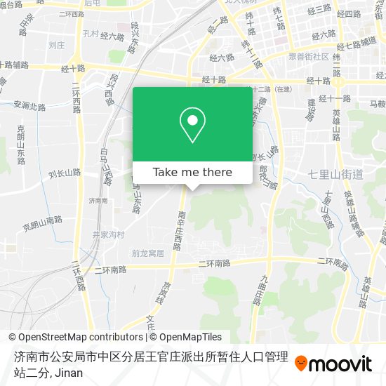 济南市公安局市中区分居王官庄派出所暂住人口管理站二分 map