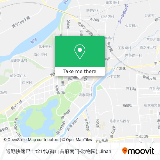 通勤快速巴士t21线(御山首府南门-动物园) map