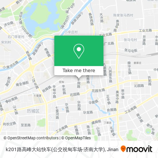 k201路高峰大站快车(公交祝甸车场-济南大学) map