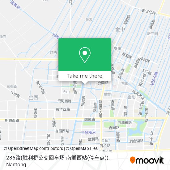 286路(胜利桥公交回车场-南通西站(停车点)) map