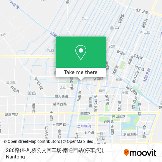 286路(胜利桥公交回车场-南通西站(停车点)) map