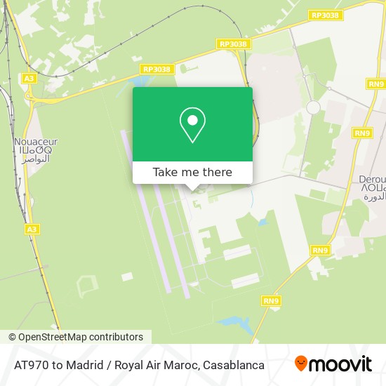AT970 to Madrid / Royal Air Maroc map