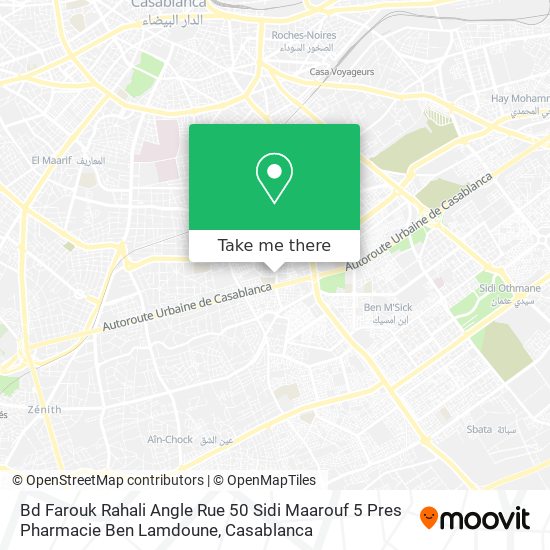 Bd Farouk Rahali Angle Rue 50 Sidi Maarouf 5 Pres Pharmacie Ben Lamdoune map