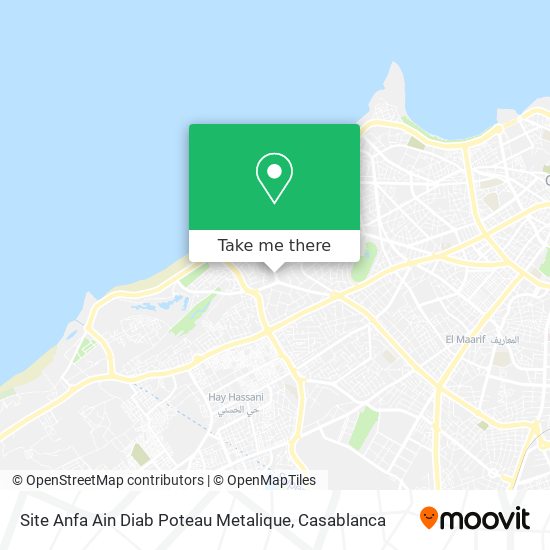 Site Anfa Ain Diab Poteau Metalique map