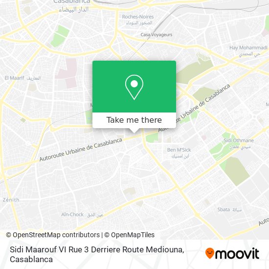 Sidi Maarouf VI Rue 3 Derriere Route Mediouna map