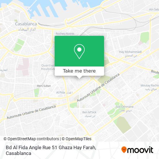 Bd Al Fida Angle Rue 51 Ghaza Hay Farah map