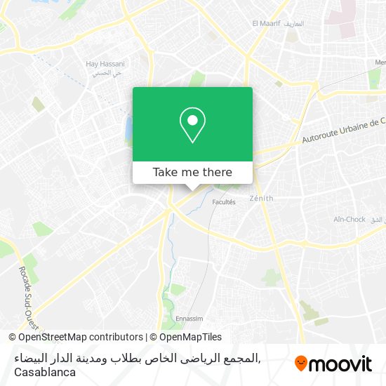 المجمع الرياضى الخاص بطلاب ومدينة الدار البيضاء map