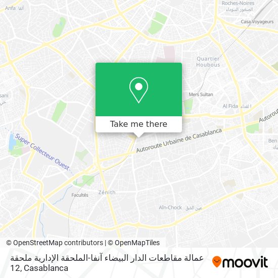 عمالة مقاطعات الدار البيضاء آنفا-الملحقة الإدارية ملحقة 12 map