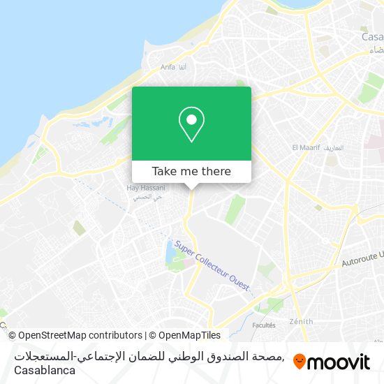 مصحة الصندوق الوطني للضمان الإجتماعي-المستعجلات map