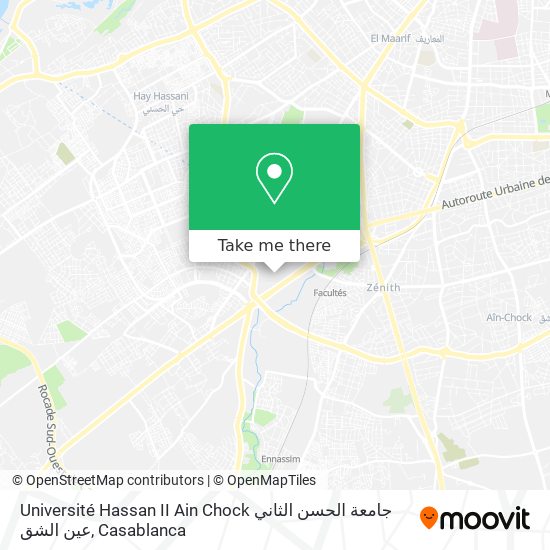 Université Hassan II Ain Chock جامعة الحسن الثاني عين الشق map