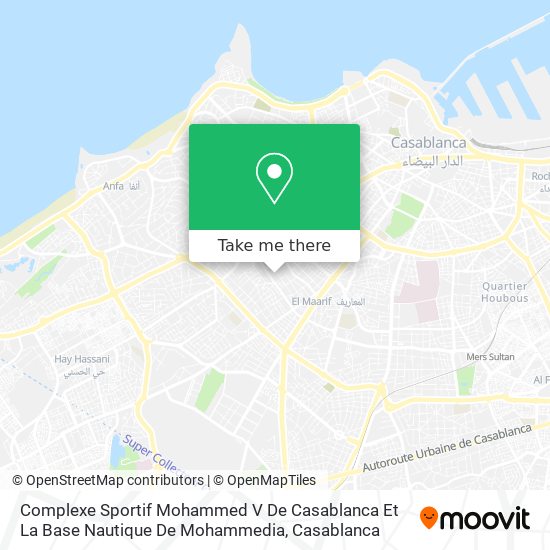Complexe Sportif Mohammed V De Casablanca Et La Base Nautique De Mohammedia map