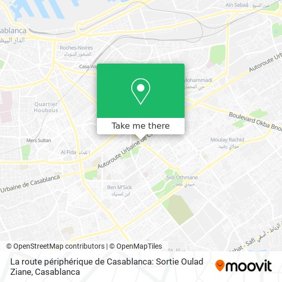 La route périphérique de Casablanca: Sortie Oulad Ziane map