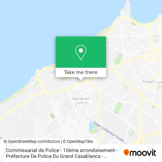 Commissariat de Police - 10ème arrondissement - Préfecture De Police Du Grand Casablanca - Arrondis map