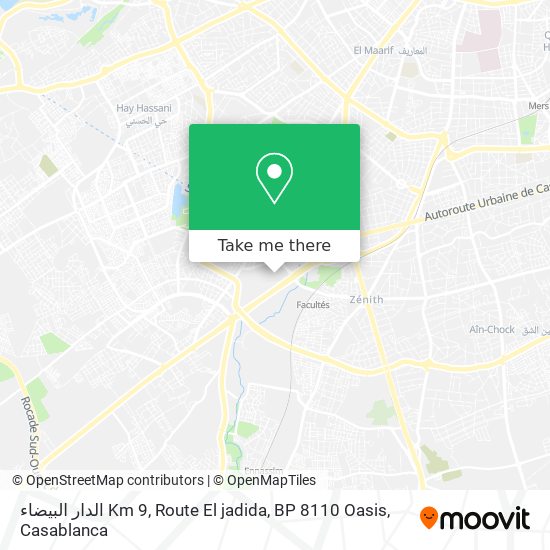 الدار البيضاء Km 9, Route El jadida, BP 8110 Oasis map