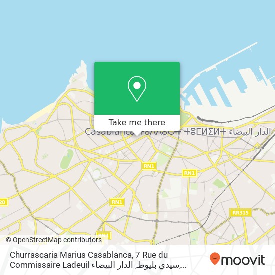 Churrascaria Marius Casablanca, 7 Rue du Commissaire Ladeuil سيدي بليوط, الدار البيضاء plan