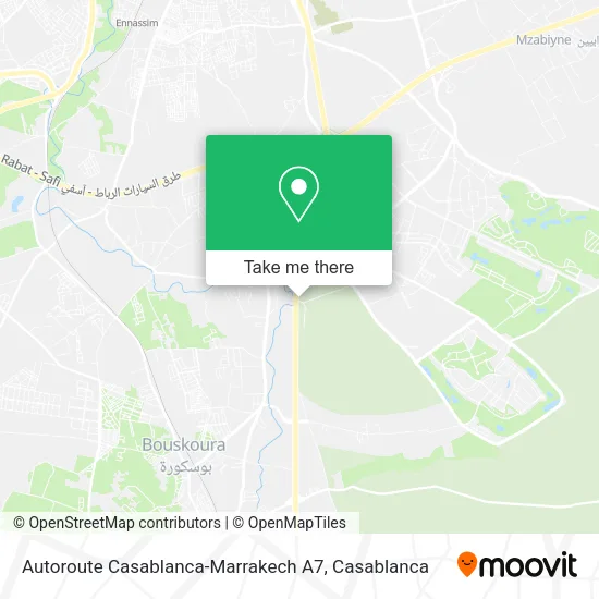 Autoroute Casablanca-Marrakech A7 map