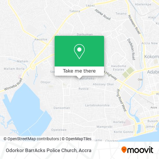 Odorkor BarrAcks Police Church map