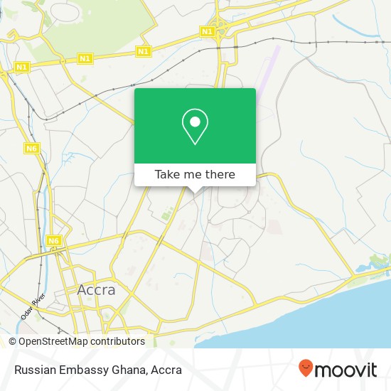 Russian Embassy Ghana map