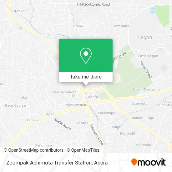 Zoompak Achimota Transfer Station map