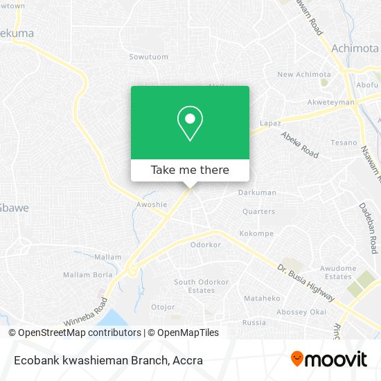 Ecobank kwashieman Branch map