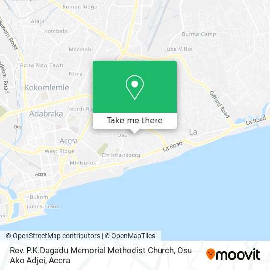 Rev. P.K.Dagadu Memorial Methodist Church, Osu Ako Adjei map