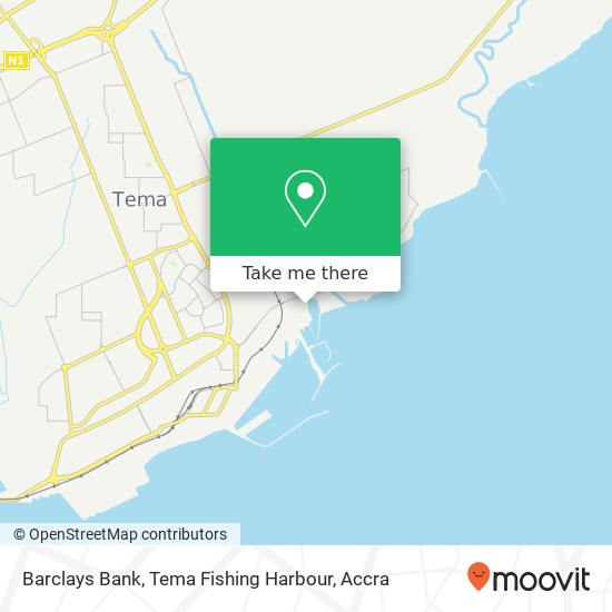 Barclays Bank, Tema Fishing Harbour map