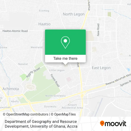 Department of Geography and Resource Development, University of Ghana map