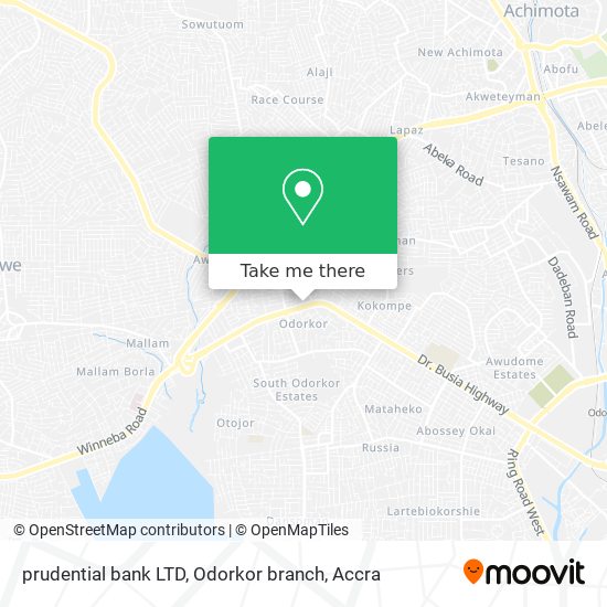 prudential bank LTD, Odorkor branch map